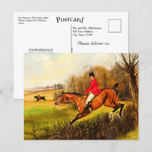 Aangepast Brits land Fox Hunt Scene Horseman Briefkaart
