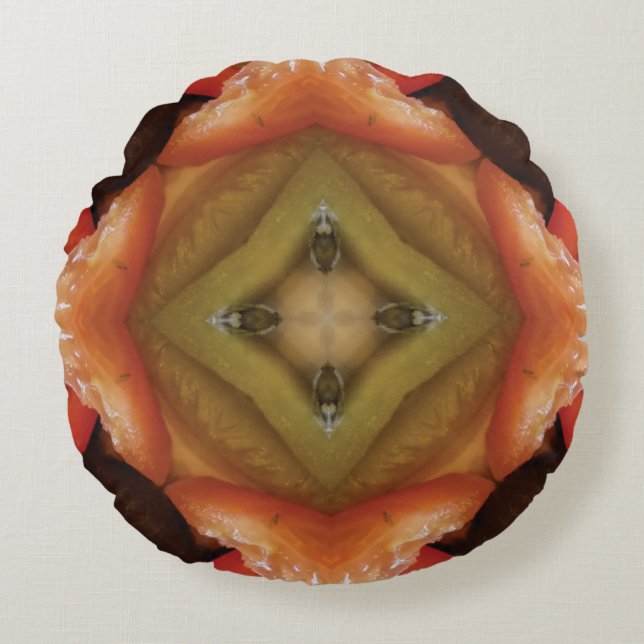 Aangepast bruin ontworpen ronde proefmodel rond kussen (Voorkant)