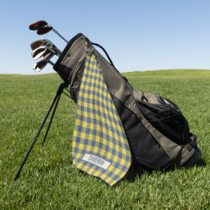 Aangepast Buffalo Plaid Tartan Patroon Geel Blauw Golfhanddoek