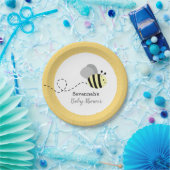 Aangepast bumble bee Grey and Yellow Custom Papieren Bordje (Feest)