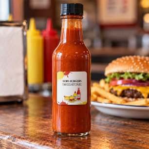 Aangepast Burger Hotdog Hot Sauce Zakelijk Etiket