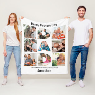 Aangepast cadeau voor vaders Dag 9 Foto Collage Fleece Deken