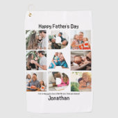 Aangepast cadeau voor vaders Dag 9 Foto Collage Golfhanddoek (Voorkant)