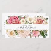 Aangepast cadeaubon Goud Wit Vintage Bloem (Voorkant / Achterkant)