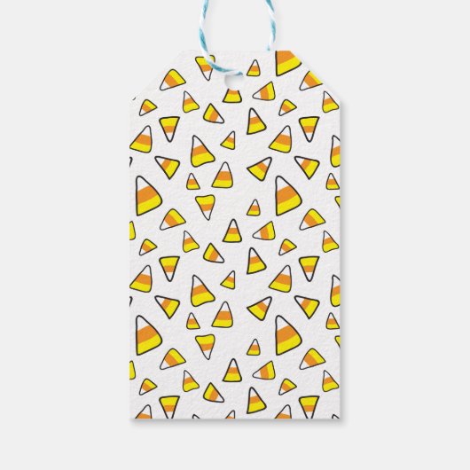 Aangepast Candy Corn Pattern Happy Halloween Cadeaulabel (Achterkant)
