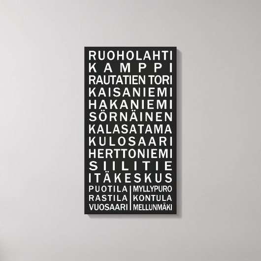 Aangepast canvas met in Helsinki Metro Scroll (Voorkant)