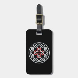 Aangepast Celtic Knot Red Metallic Bagagelabel