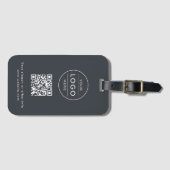 Aangepast Charcoal Gray QR Code Logo Bagagelabel (Voorkant (horizontaal))