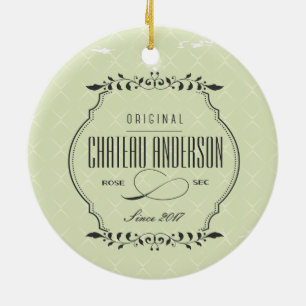 Aangepast chateau Roos Sec wijn Kerstversiering Keramisch Ornament
