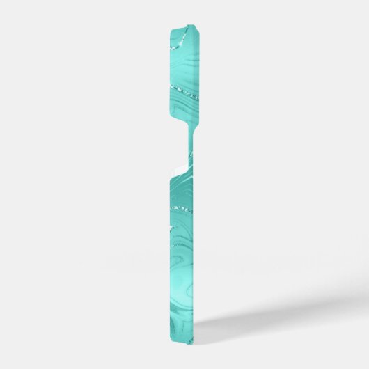 Aangepast Chic Turquoise Silver Glitter Pattern Gi iPhone Hoesje (Rechterkant)