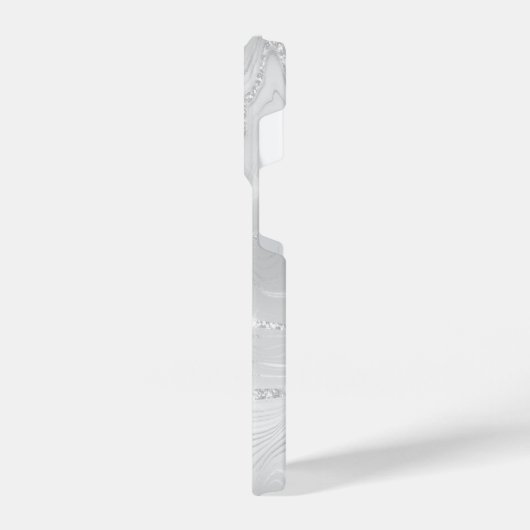 Aangepast Chic White Silver Glitter Pattern Girly iPhone Hoesje (Linkerkant)