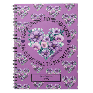 Aangepast Christelijk 2 Corinthians 5:17 Paarse Bi Notitieboek
