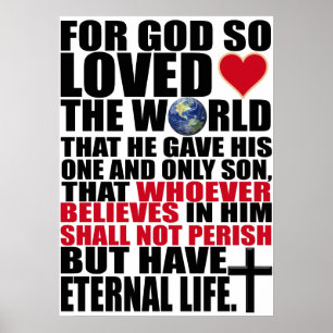 Aangepast Christelijk John 3:16 Bijbelverse Poster