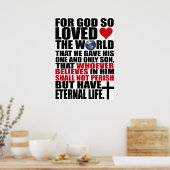 Aangepast Christelijk John 3:16 Bijbelverse Poster (Keuken)