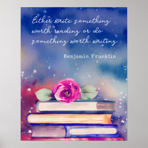 Aangepast citaat voor Waterverf boeken en roze ven Poster