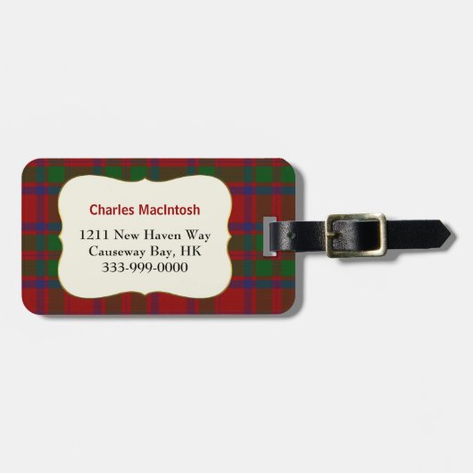 Aangepast Clan MacIntosh Tartan Bagagelabel (Voorkant horizontaal)