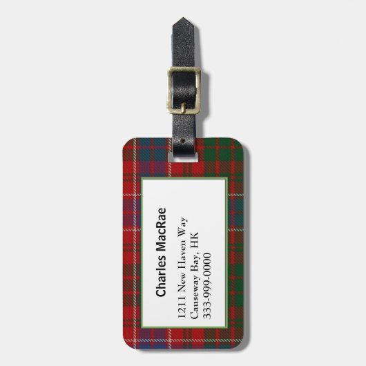 Aangepast Clan MacRae Tartan Bagagelabel (Voorkant verticaal)