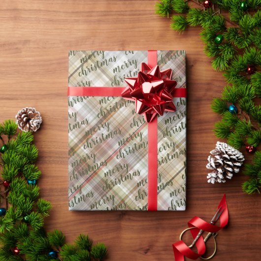 Aangepast Classic Beige Brown Grey Gingham Cadeaupapier (Feestdagen Geschenken)