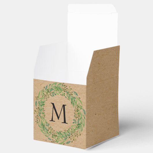 Aangepast Classic Green Laurel Wreatef Leaves Patt Bedankdoosjes (Geopend)