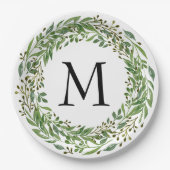 Aangepast Classic Green Laurel Wreatef Leaves Patt Papieren Bordje (Voorkant)