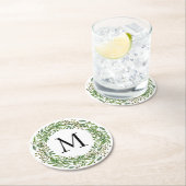 Aangepast Classic Green Laurel Wreatef Leaves Patt Ronde Kartonnen Onderzetter (Insitu)