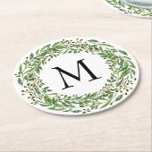 Aangepast Classic Green Laurel Wreatef Leaves Patt Ronde Kartonnen Onderzetter (Gebogen)