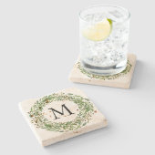 Aangepast Classic Green Laurel Wreatef Leaves Patt Stenen Onderzetter (Zijkant)