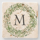 Aangepast Classic Green Laurel Wreatef Leaves Patt Stenen Onderzetter (Voorkant)