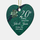 Aangepast - Classy 20th Emerald Wedding Jubileum Keramisch Ornament (Links)