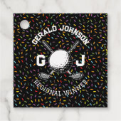 Aangepast Confetti Golf Monogram Design Bedankjes Labels (Voorkant)