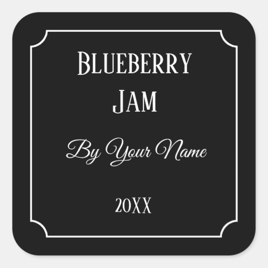 Aangepast conservenlabel zwart vierkante sticker (Voorkant)