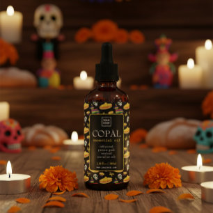 Aangepast Copal-olie-etiket voor Día de Muertos Wijn Etiket