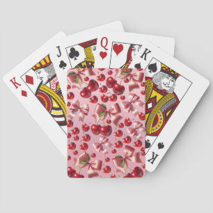 Aangepast Coquette Hart Kersen Strik Patroon Pokerkaarten