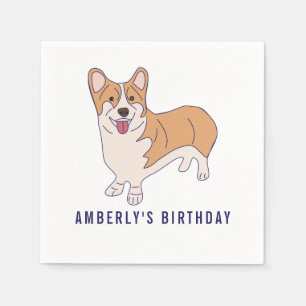 Aangepast Corgi Dog Birthday-partijdocument Servet