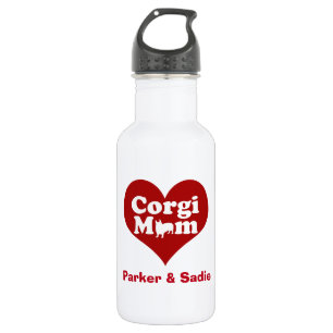 Aangepast Corgi mam Red Heart Waterfles