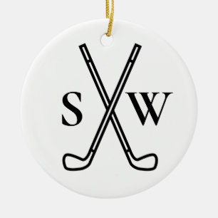 Aangepast Creëer Uw eigen Golfthema Monogrammen Keramisch Ornament