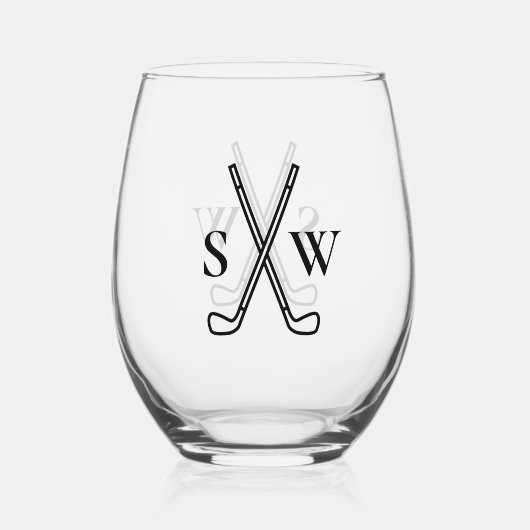 Aangepast Creëer Uw eigen Golfthema Monogrammen Wijnglas Zonder Voet (Voorkant)