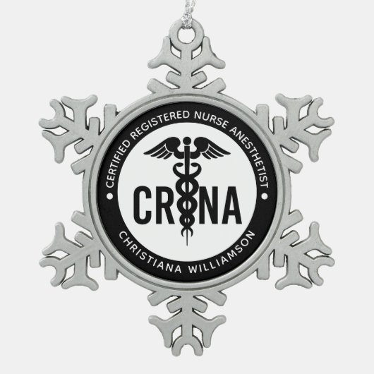 Aangepast CRNA-gecertificeerd geregistreerde verpl Tin Sneeuwvlok Ornament (Voorkant)