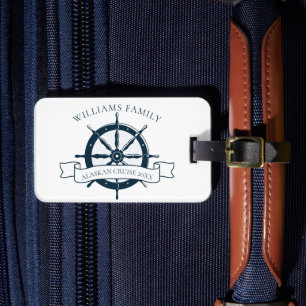 Aangepast cruiseschip (cruise Ship Wheel Nautical Bagagelabel