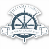 Aangepast cruiseschip Nautical Wheel Vacking Sticker (Voorkant)