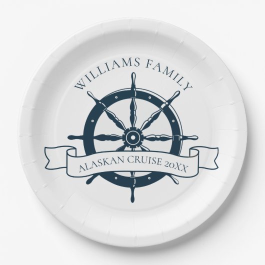 Aangepast cruiseschip Nautisch wiel Papieren Bordje (Voorkant)