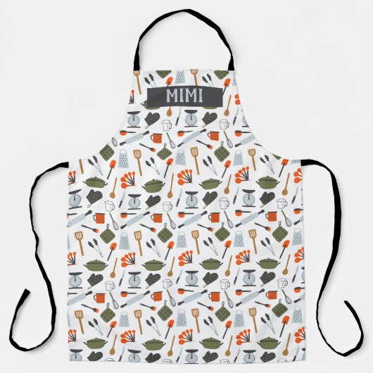 Aangepast Cute Kitchen Elements Pattern Apron Schort (Voorkant)