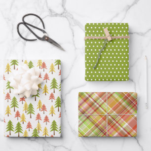 Aangepast Cute Simple Chic Forest Pine Tretern Pat Inpakpapier Vel
