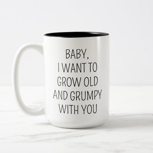 Aangepast dat ik oud en brutaal wil kweken met je  tweekleurige koffiemok (Links)