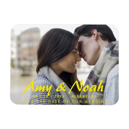 Aangepast De datummagneet opslaan - Foto en tekst Magneet (Horizontaal)