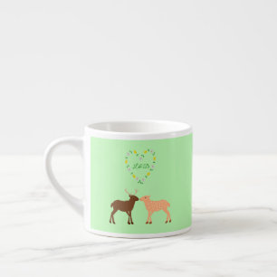 Aangepast deer Couple en Daisy Heart Espresso Kop