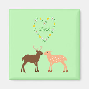 Aangepast deer Couple en Daisy Heart Magneet