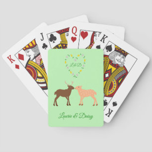 Aangepast deer Couple en Daisy Heart Pokerkaarten