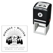 Aangepast dennenboom-huwelijksretouradres in bergl  zelfinktende stempel (In situ)