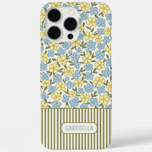 Aangepast Ditsy Bloem Motief Pyjama Strepen Kunst iPhone 16 Pro Max Hoesje